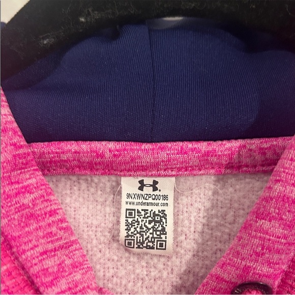Under Armour Vibrant Pink and Navy Blue Logo Hoodie Size L - Picture 2 of 5
